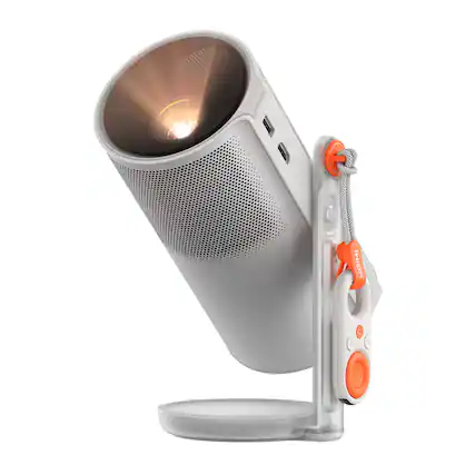 Front. XGIMI - MoGo 4 1080p 450-ISO-Lumen LED Portable Projector with Filter, Speakers, Ambient Light, Google TV - Silver.