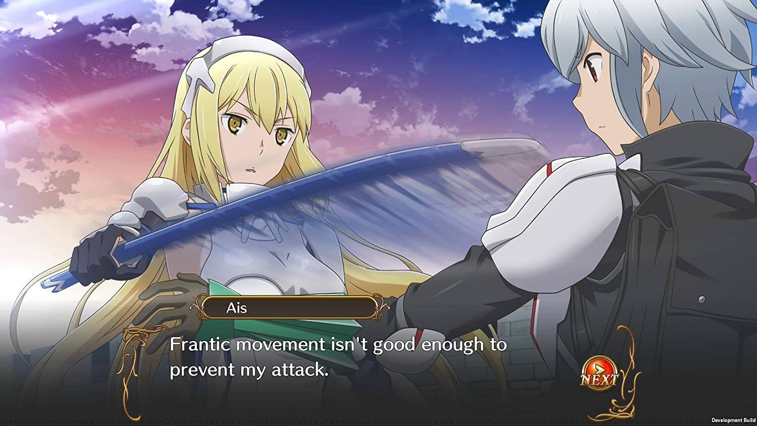 Ais  
Frantic movement isn't good enough to prevent my attack.  
V NEXT  
Development Build