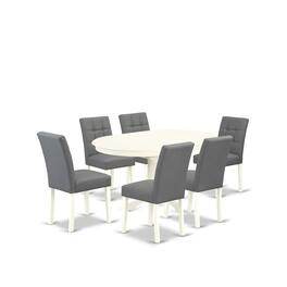 East West Furniture - 7 Piece Kitchen Table Set consists A Wood Table - White