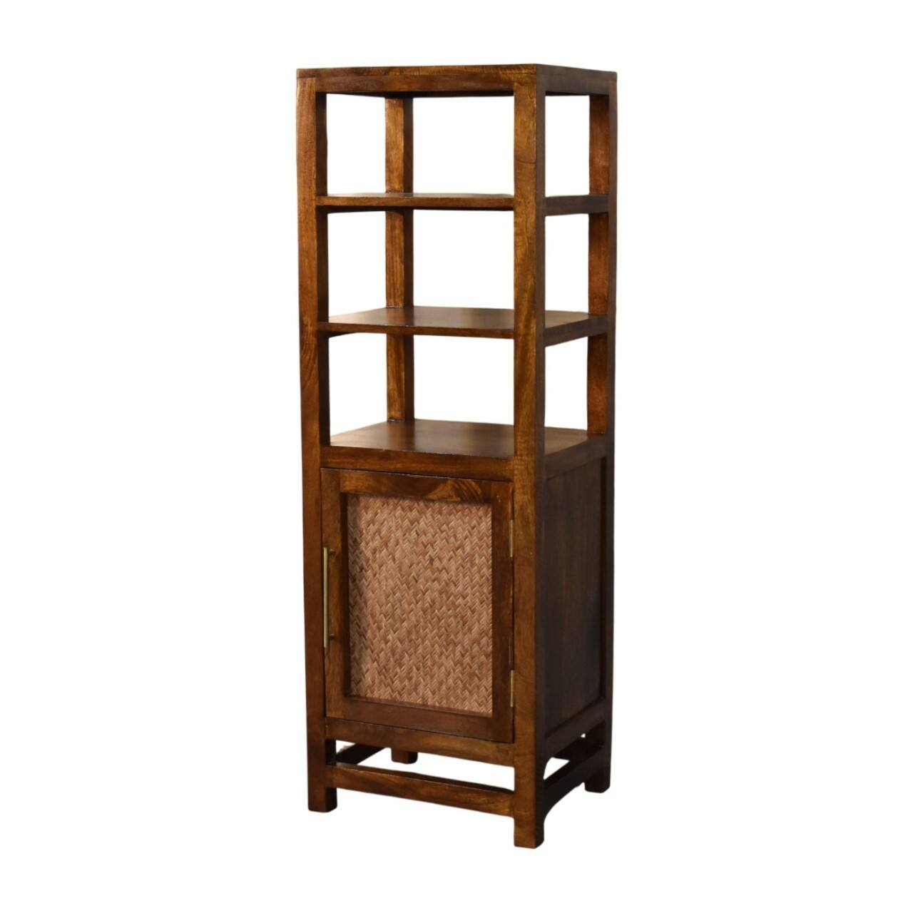 Left. Artisan Furniture - Artisan Furniture Solid Wood Chestnut Cane Door Display Unit, Brown - Brown.
