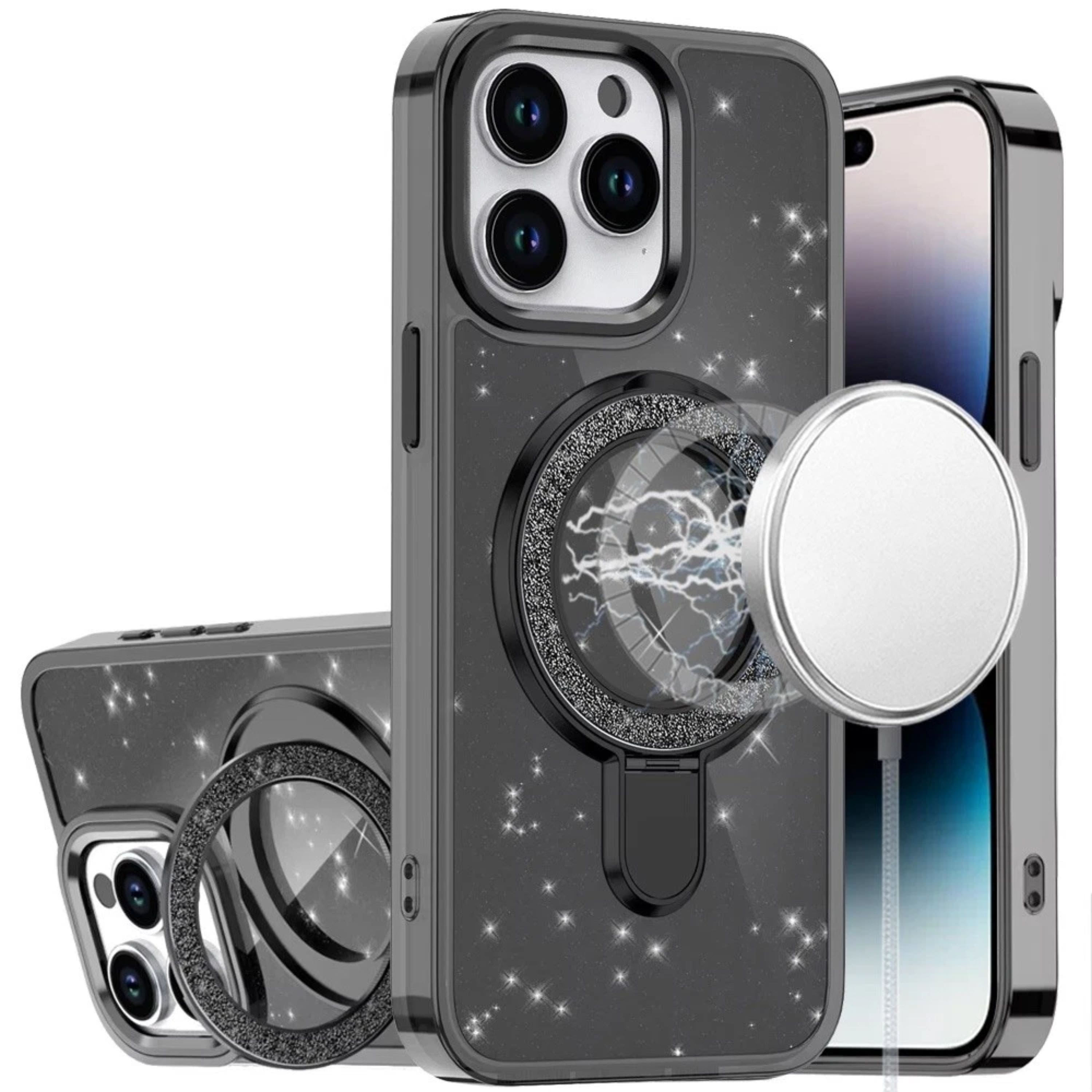 Kitcheniva - Translucent Full Glitter Magnetic Case For iPhone 14 Pro Max - Black price history on PriceWatchPro