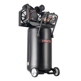 VEVOR - 25-Gallon Air Compressor,2HP 5.5 SCFM at 90PSI,Max 200PSI Pressure Oil-Lubricated Air Compressor Tank,Portable on Wheels - Black;Orange