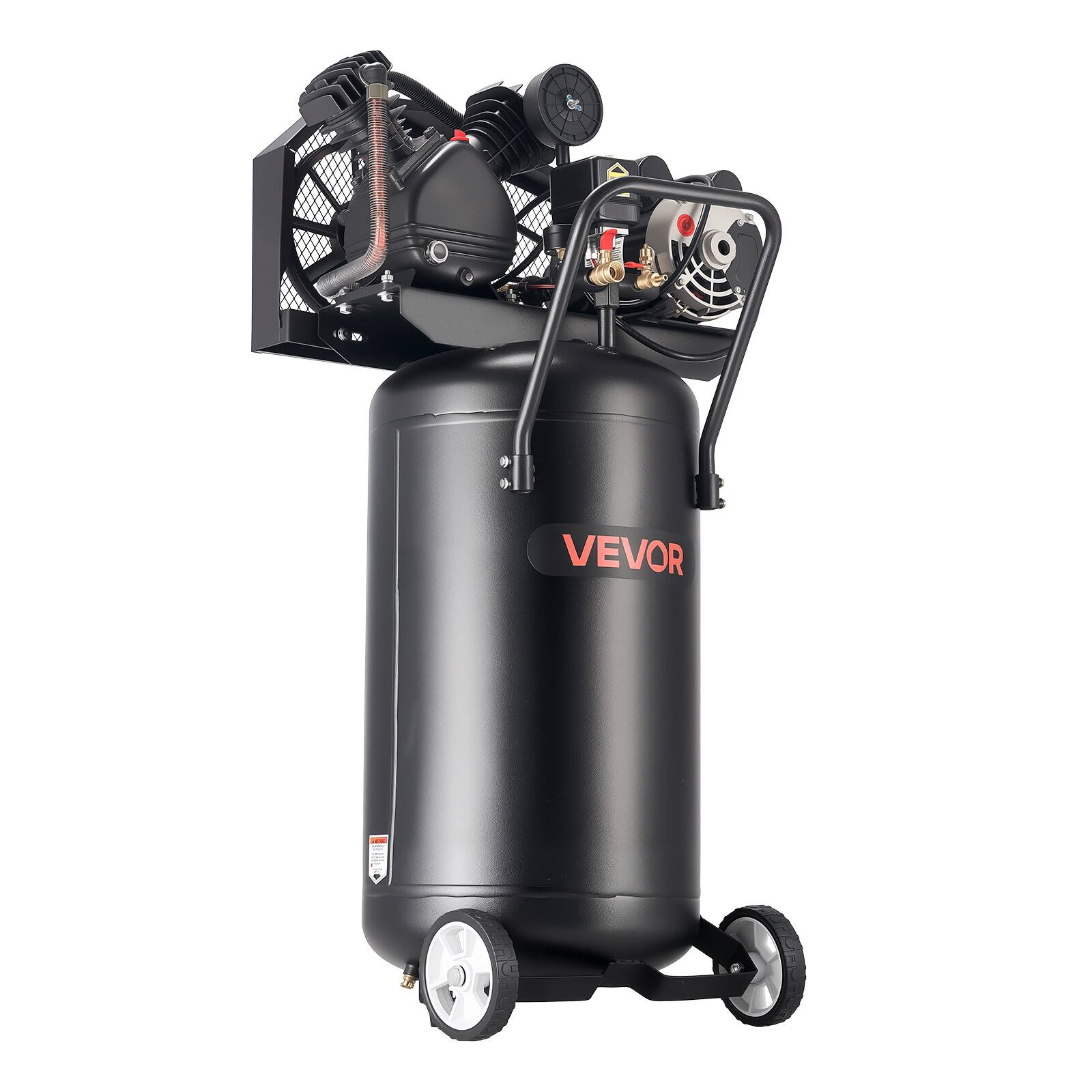 Front. VEVOR - 25-Gallon Air Compressor,2HP 5.5 SCFM at 90PSI,Max 200PSI Pressure Oil-Lubricated Air Compressor Tank,Portable on Wheels - Black;Orange.