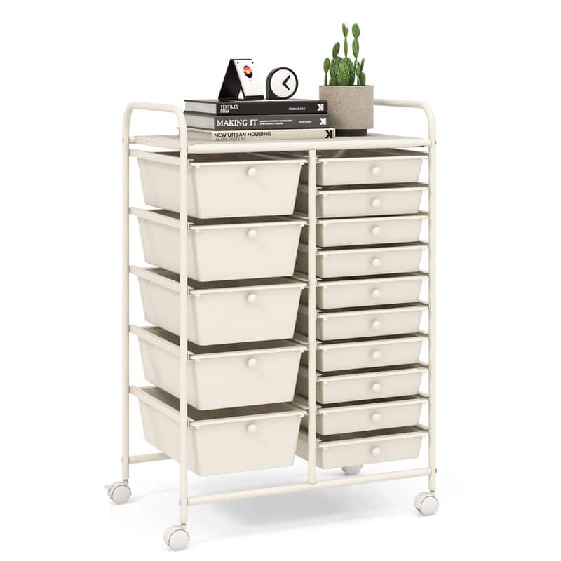 WELLFOR - 15 Drawer Rolling Storage Cart, Drawer Organizer with Wheels, Scrapbook Paper Office School Organizer - White price history on PriceWatchPro