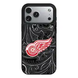 Keyscaper - NHL - Detroit Red Wings Paisley iPhone Magnetic Bump Case - 16 Pro - Black