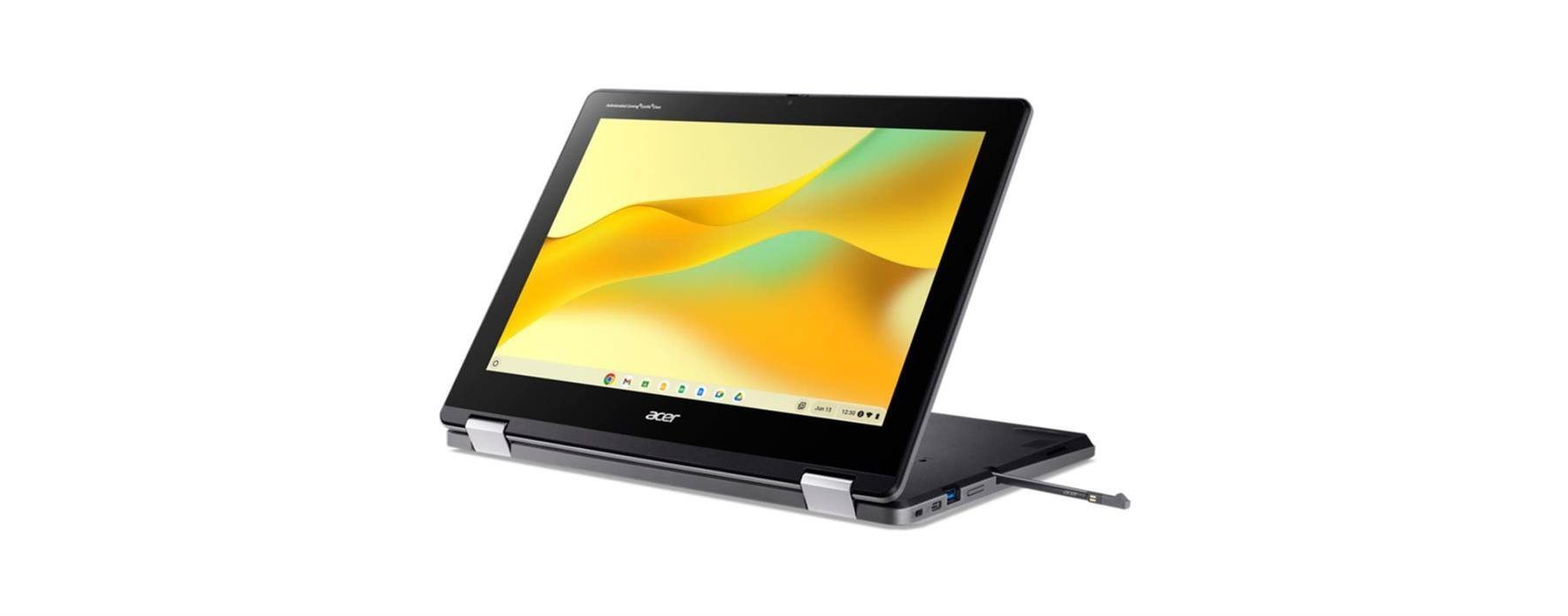 Back. Acer - Acer Chromebook Spin 512 R857TN-P94Y 12.2" Touch Convertible - Intel N250 - 8GB - 64GB - ChromeOS - Wi-Fi 7 - Black.