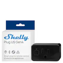 Shelly - Plug Gen4 15A 1800W Smart Plug with Power Measurement (Wi-Fi, Matter, & Zigbee; UL-Certified) - Black