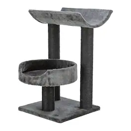 TRIXIE - Isaba Plush 2-Level Cat Tree with Sisal Scratching Posts, 2 Perch - Black/Gray