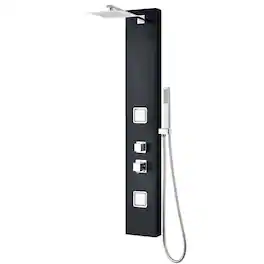 Alfi - Aluminum Shower Panel with 2 Body Sprays and Rain Shower Head - Black