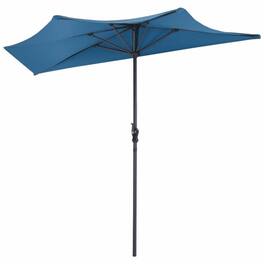 Mondawe - 9 Ft Patio Umbrella Bistro Half Round without Weight Base - Blue