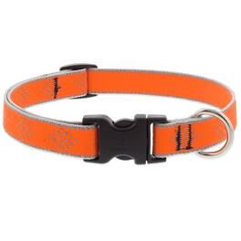 LupinePet - Reflective Diamond Nylon Dog Adjustable Collar - Orange