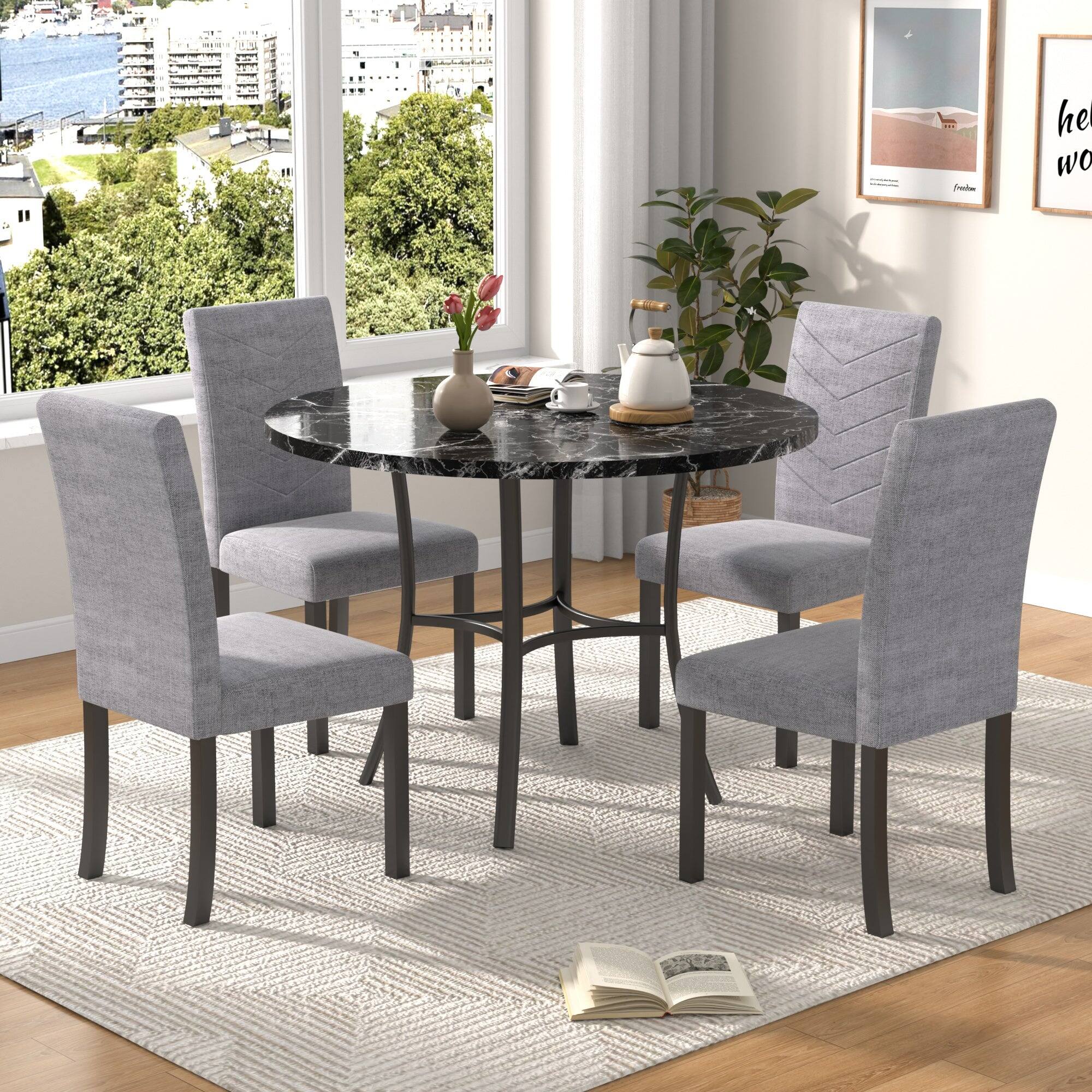 Left. Vecelo - Modern Parsons Chairs Set of 4 - High Back Ergonomic, Linen Upholstery, 260lb Capacity, Quick Assembly - Light Grey.
