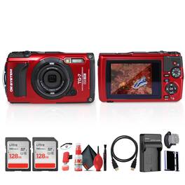 Bundle - OM System - Tough TG-7 Digital Camera (Red)