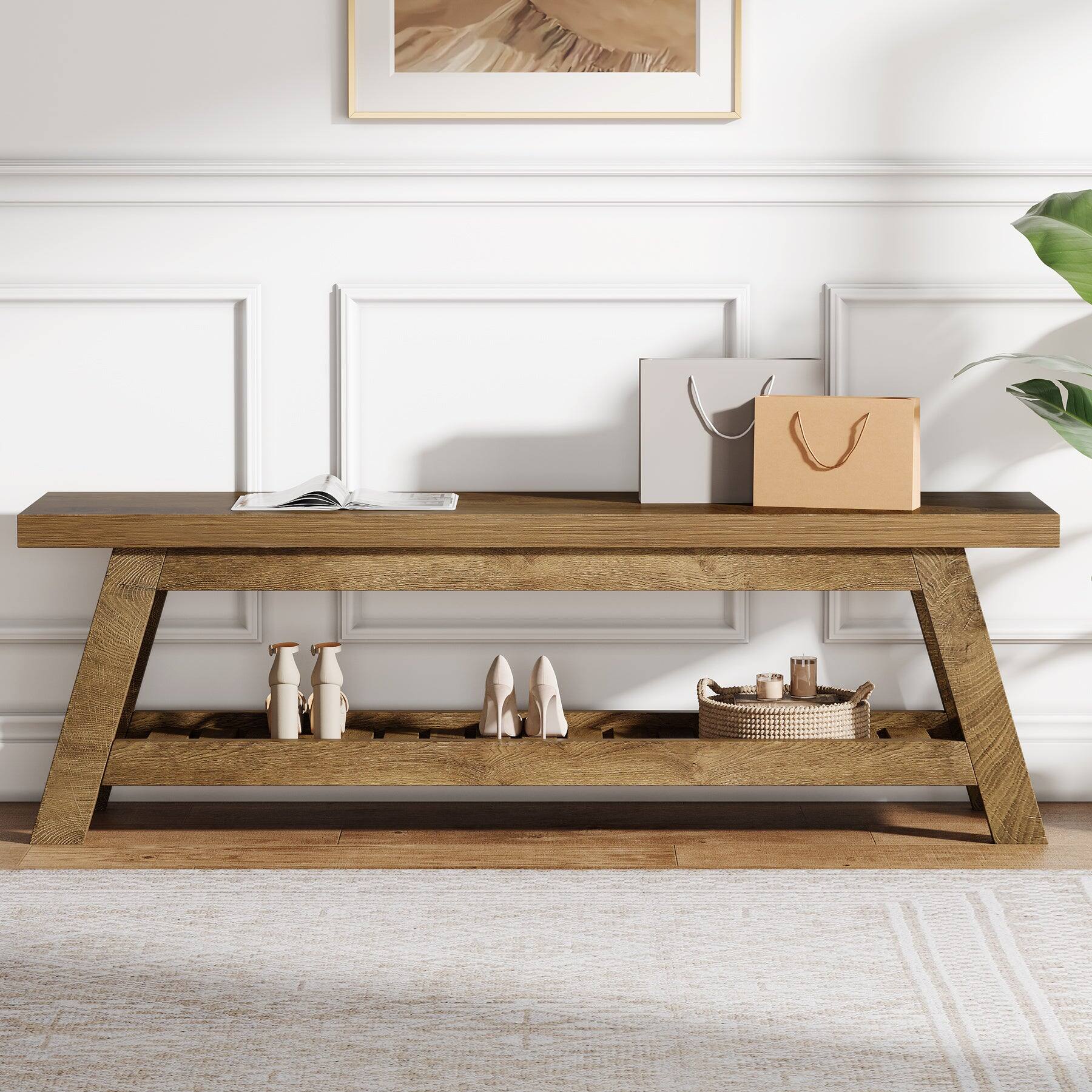 Tribesigns Office Reception Bench with Engineered Wood Construction ...