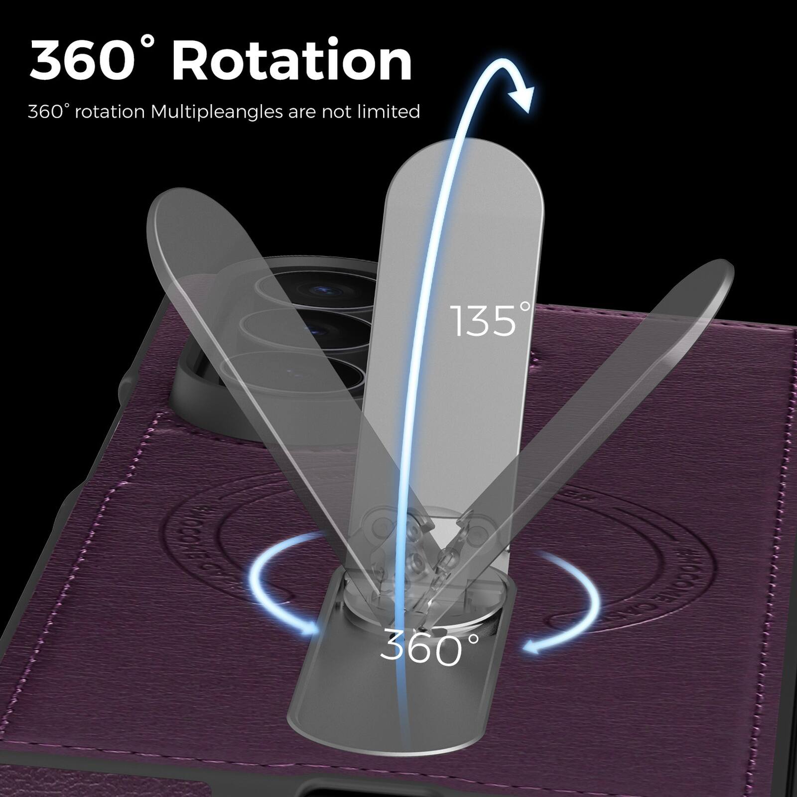 360° Rotation  
360° rotation Multiple angles are not limited  
135°  
360°