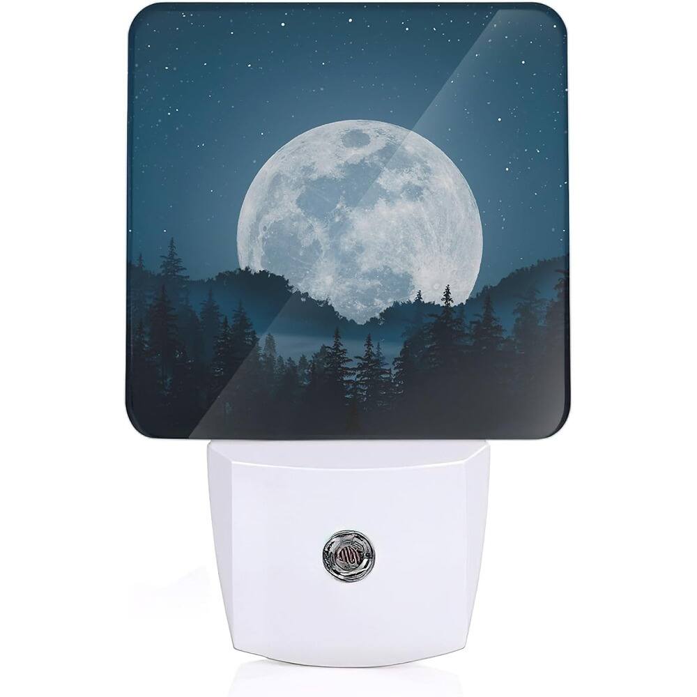 Front. MOSZAR LLC - Full Moon Misty Forest Night Light, LED, Dusk to Dawn Sensor, Plug-in.