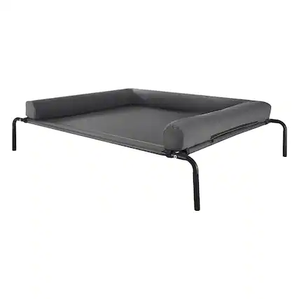 Front. VEVOR - Elevated Dog Bed for Large Dogs, Portable Raised Dog Cot with Washable Pillow - Grey.