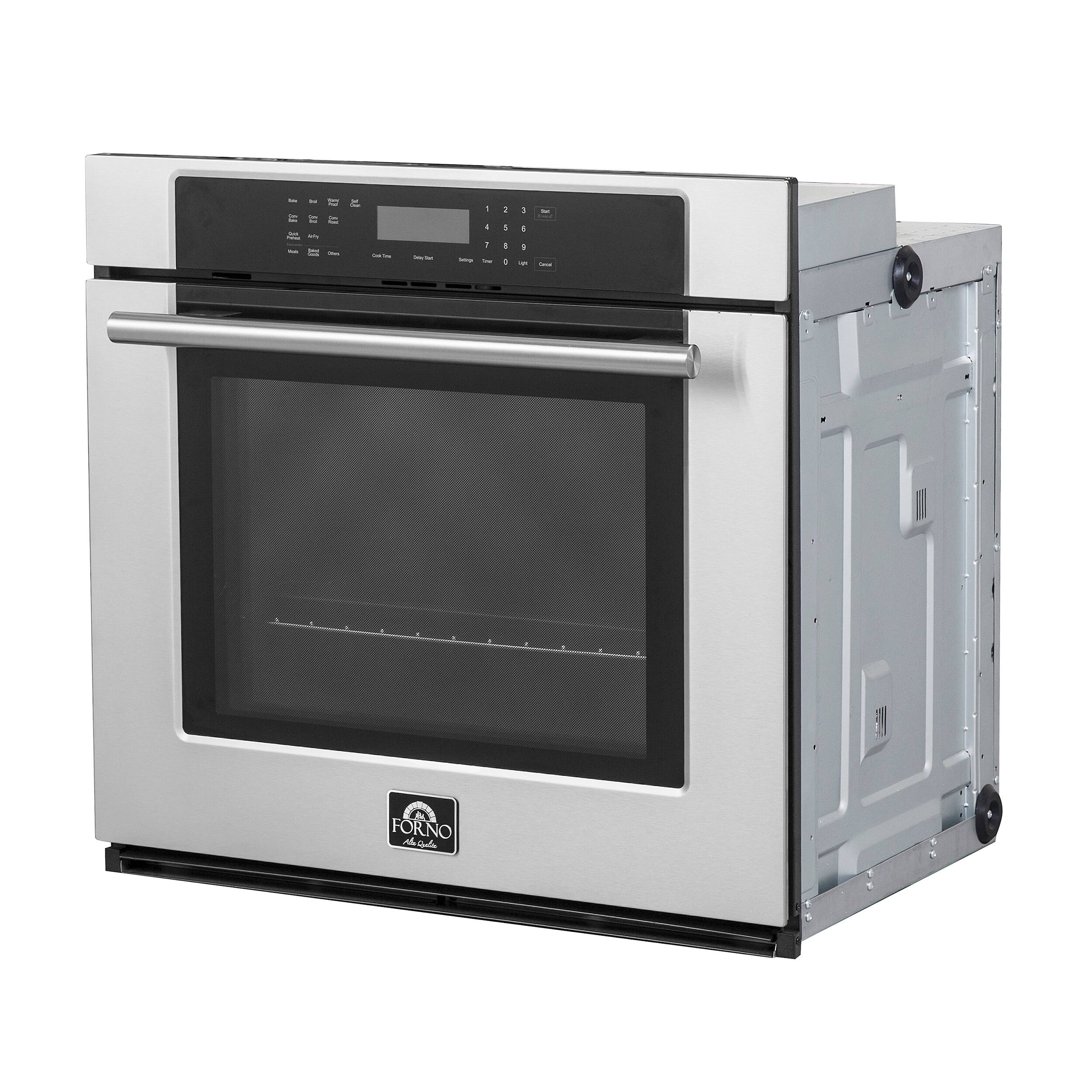 Angle. Forno Appliances - 30" Built-In Single Electric Convection Wall Oven - Silver.