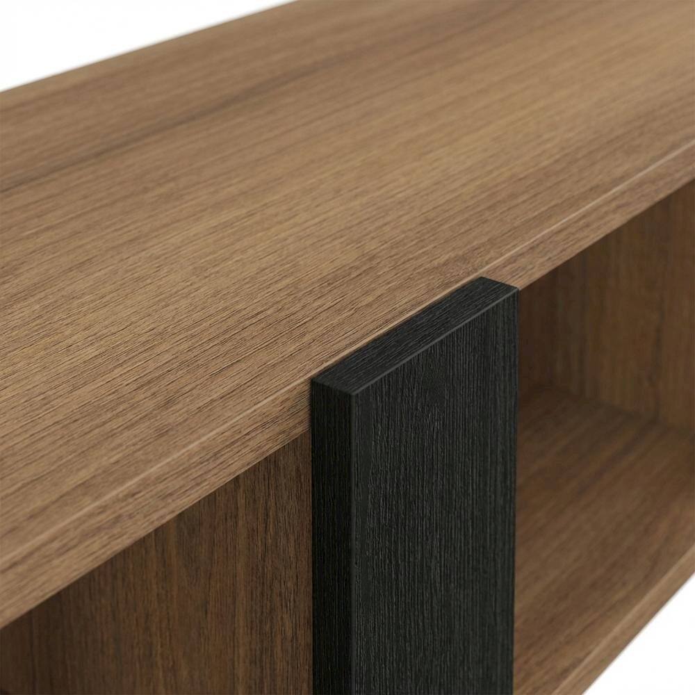 Alt View 4. FurniFact - Brown Wall-Mounted TV Stand for 75 Inch TVs with Engineered Wood Design - Brown.