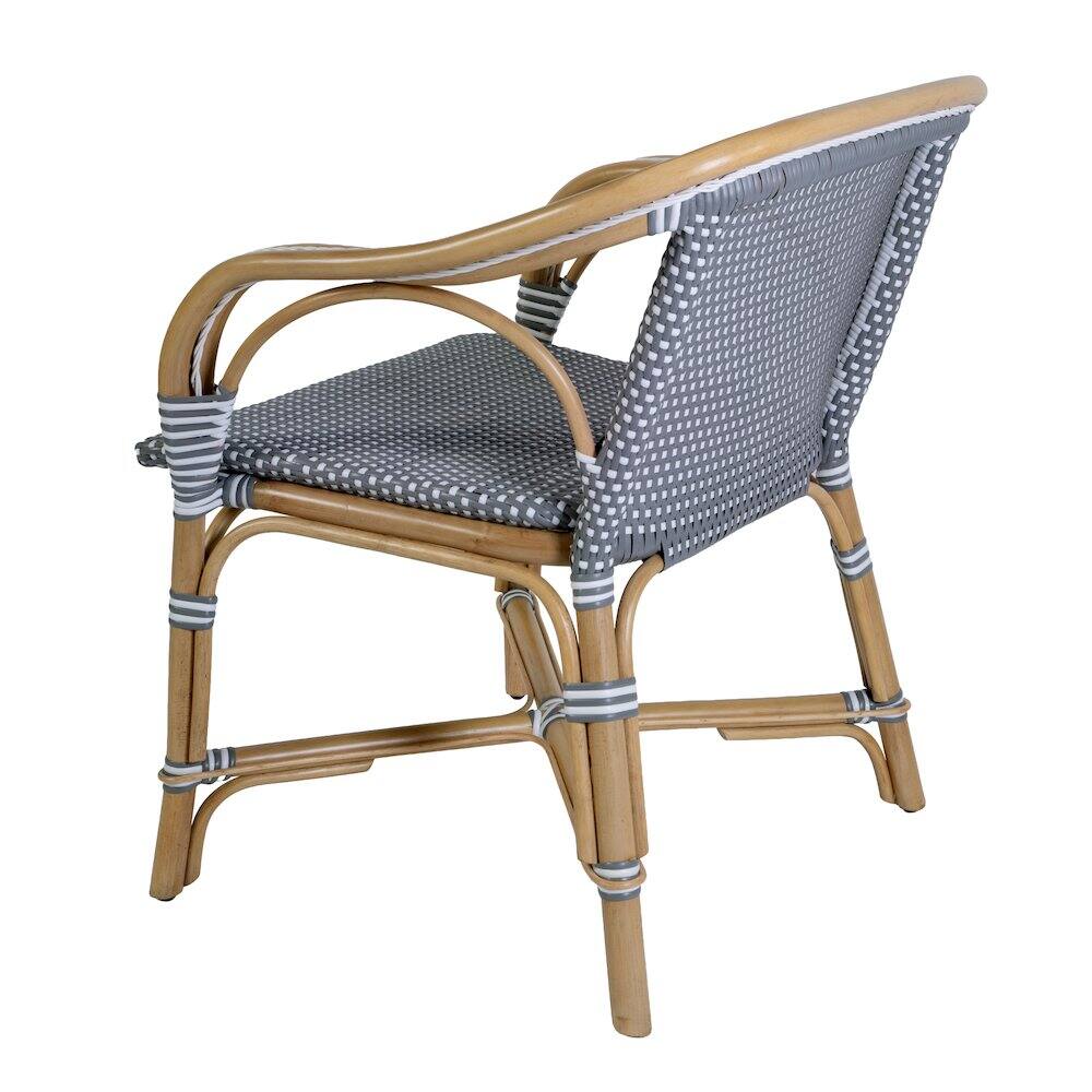 Back. Butler Specialty - Portofino 18.75 in. Seat Height Rattan Arm Chair - Gray And White.