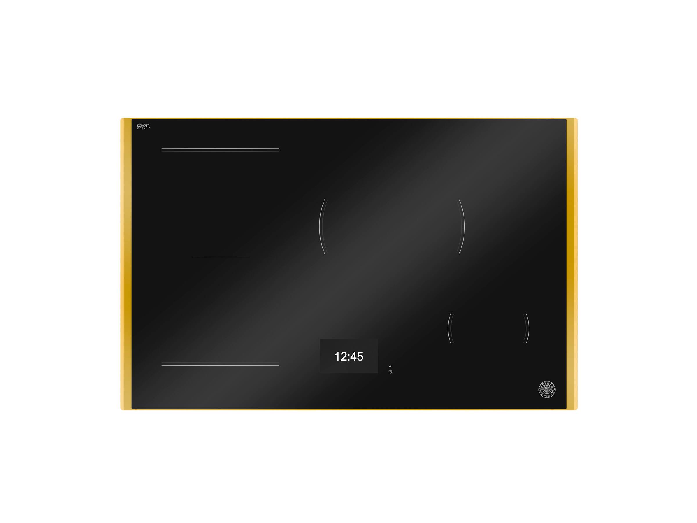 Front. Bertazzoni - 30" Bertazzoni 4-Element Built-In Electric Induction Cooktop - Black with Gold Metal Frame - Black Glass/Gold.