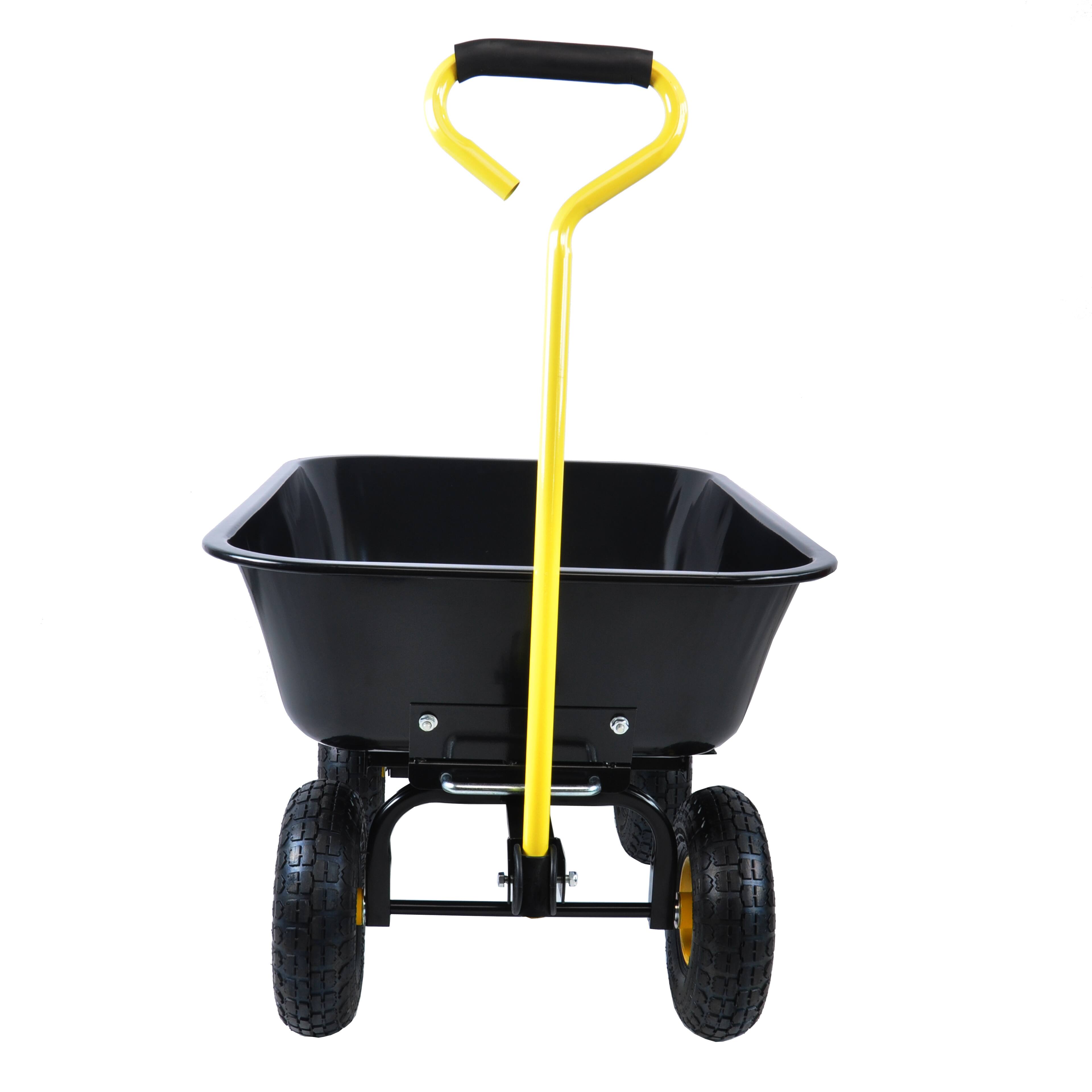 Back. COWLOWN - Foldable Poly Garden Dump Cart Steel Frame 10in Pneumatic Tire Black - Black.