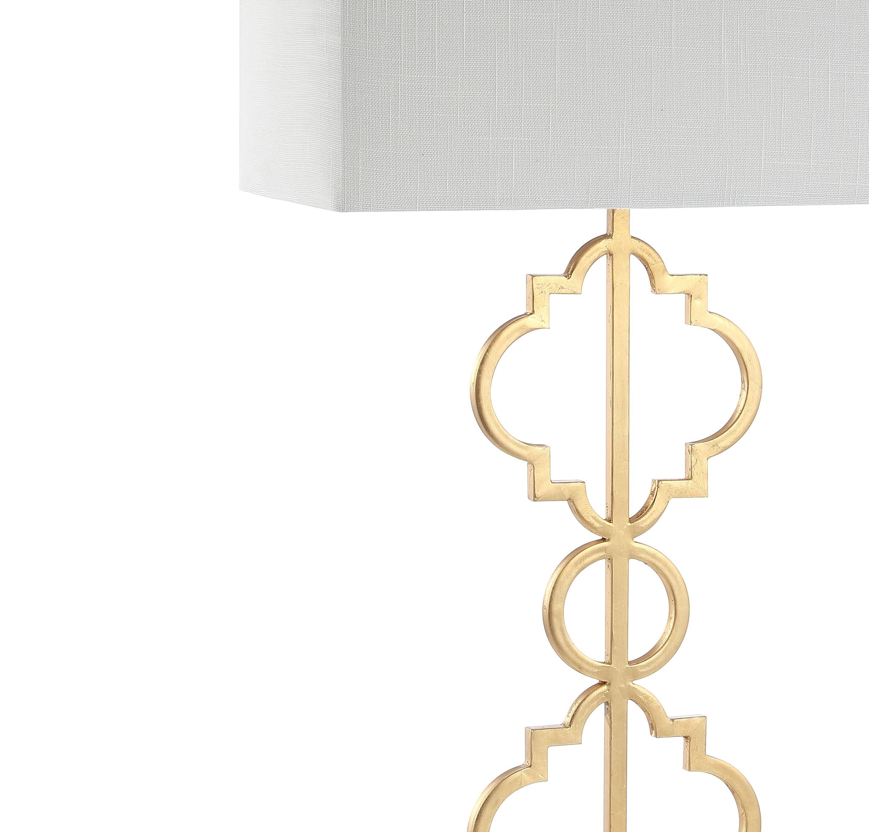 Alt View 6. Jonathan Y - Selina 32" Iron Ogee Trellis Modern LED Table Lamp, Gold Painting - Gold Painting.