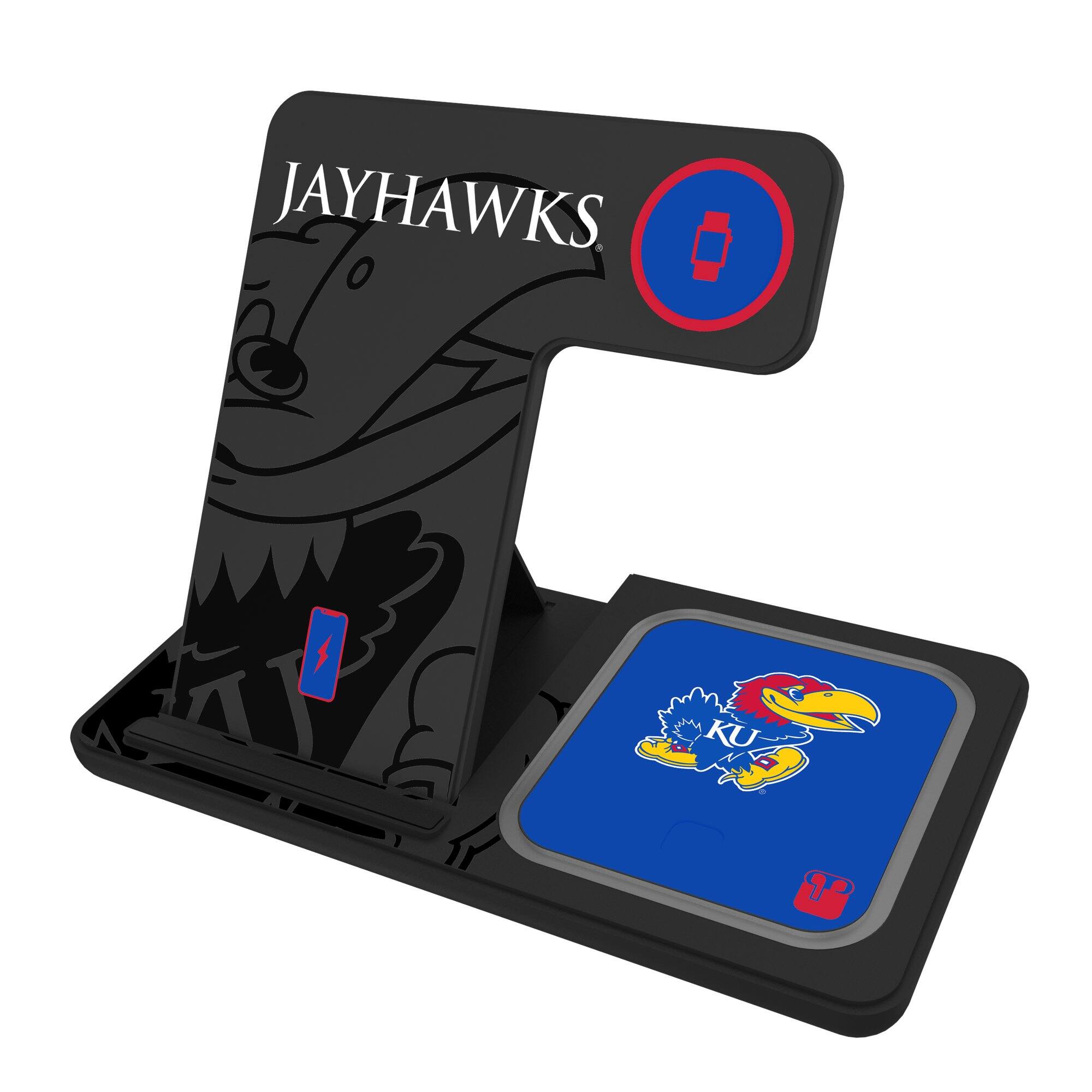 Front. Keyscaper - Kansas Jayhawks 3-In-1 Wireless Charger - Multicolor.
