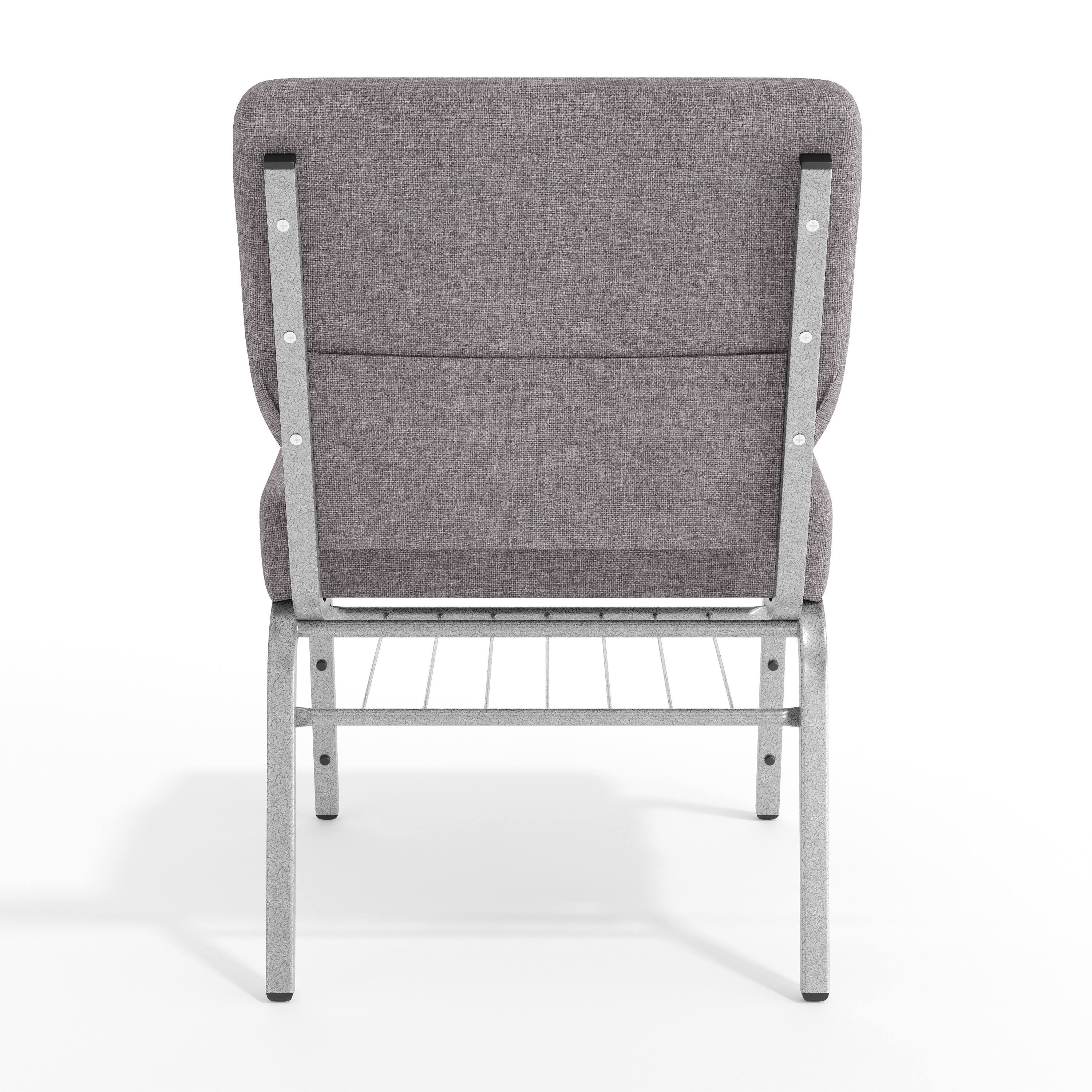 Alt View 7. Emma + Oliver - 21"W Church/Reception Guest Chair with Book Rack - Gray Fabric/Silver Vein Frame.