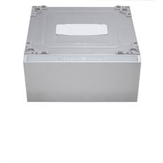 Front. LG - SIGNATURE SideKick 1.0 Cu. Ft. Pedestal Washer with Dual LED Display - Brushed Platinum Steel.