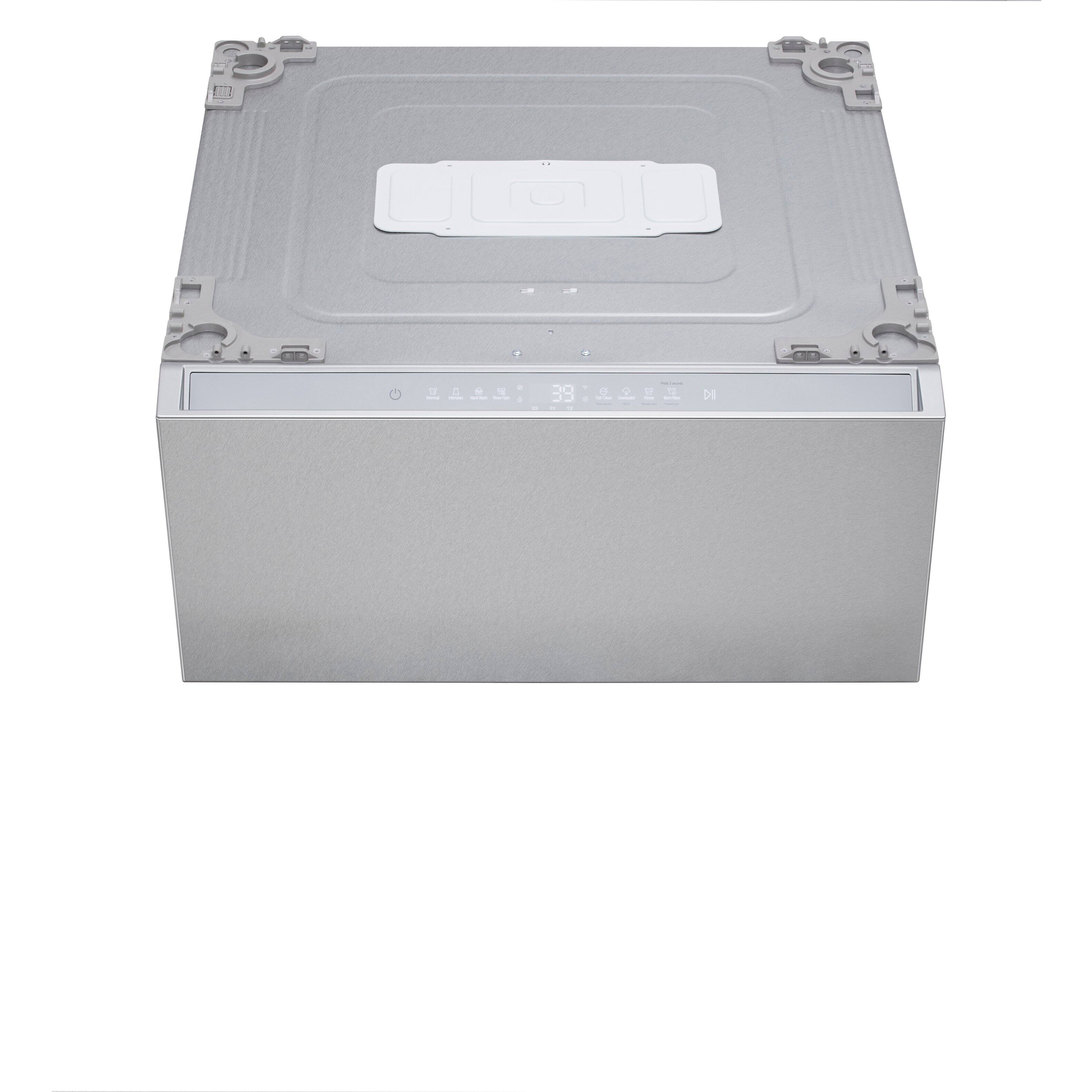 LG - SIGNATURE SideKick 1.0 Cu Ft Top Load Pedestal Washer with Dual LED Display - Brushed Platinum Steel