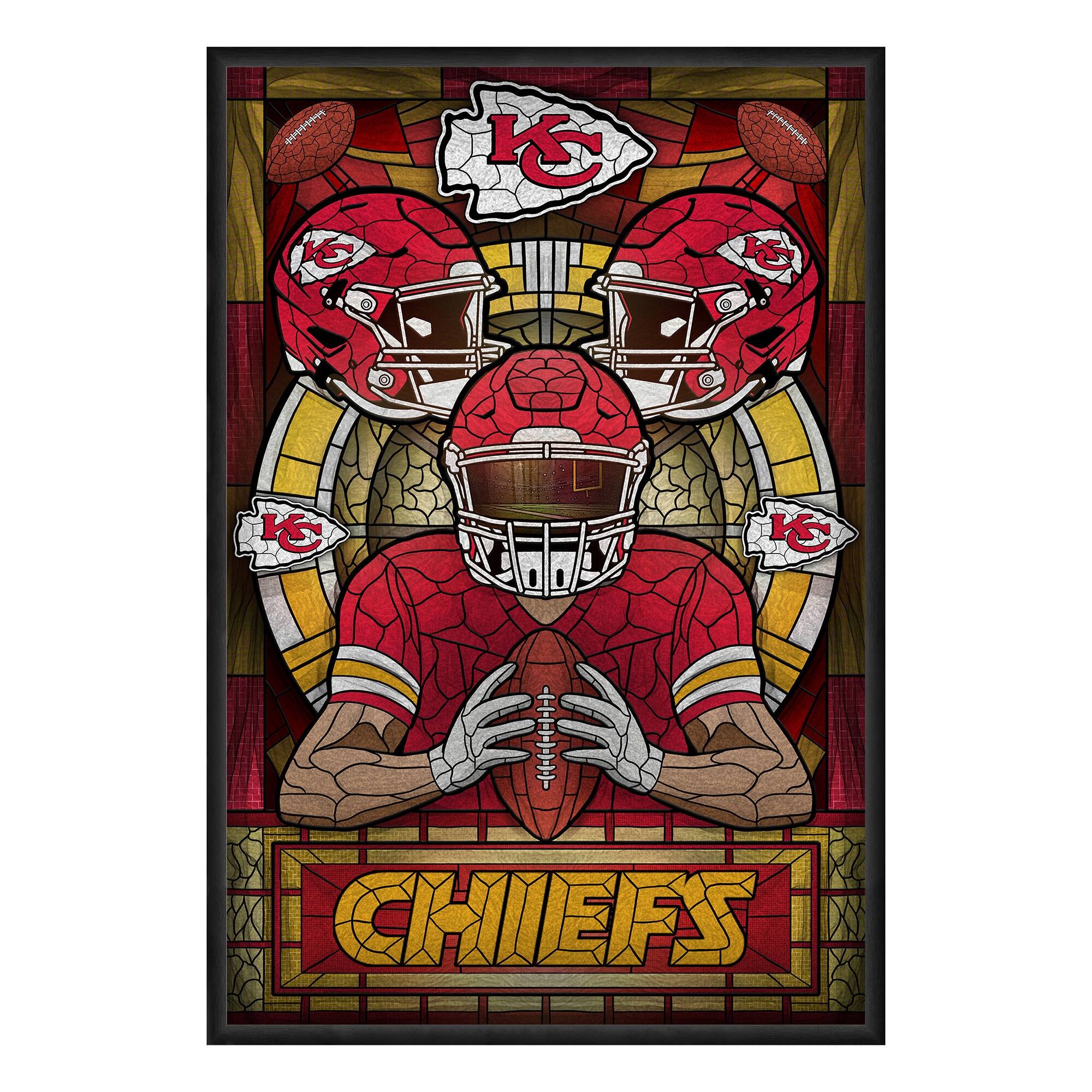 Kansas City Chiefs Framed Stained Glass Art Print