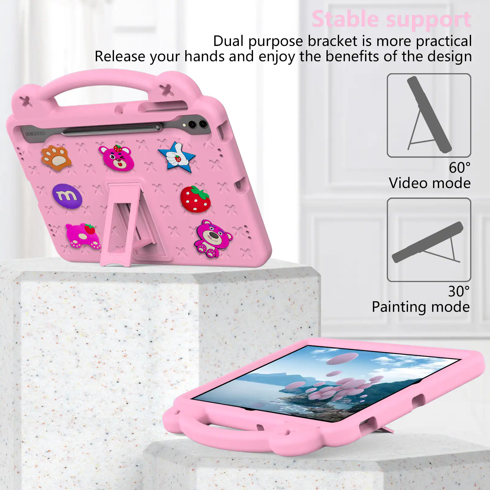 Stable support  
Dual purpose bracket is more practical  
Release your hands and enjoy the benefits of the design  

IAMSUNG  
A 60 Video mode  
A 30 Painting mode