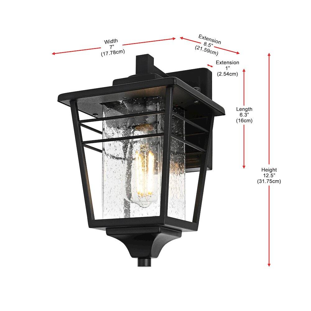 Width 7" (17.78cm)  
Extension 8.5" (21.59cm)  
Extension 1" (2.54cm)  
Length 6.3" (16cm)  
Height 12.5" (31.75cm)