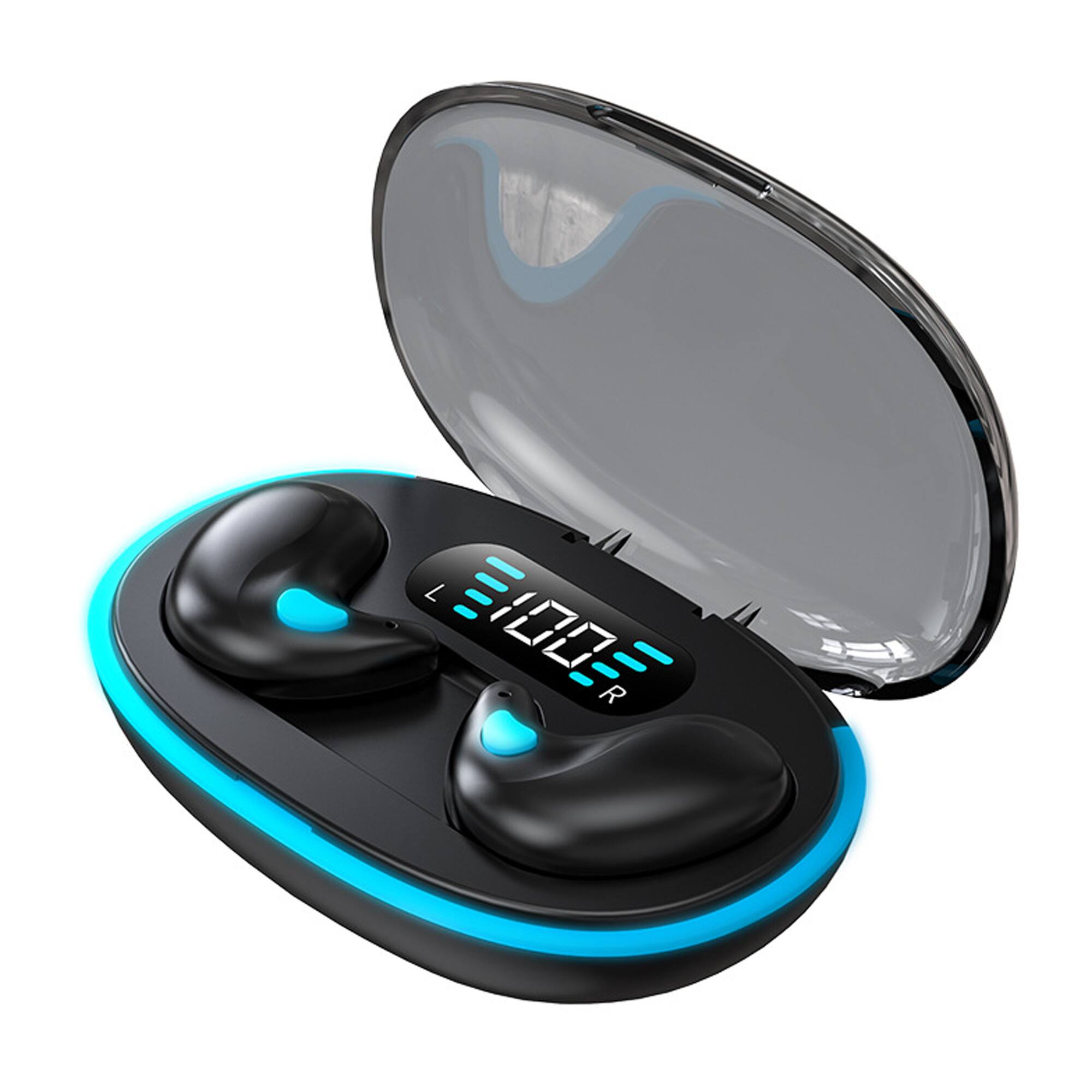 Front. YONWAY - Bone Conduction Sleep Bluetooth Headset, Mini in-Ear Noise Cancelling Earphones with LED Power Display for Sport.