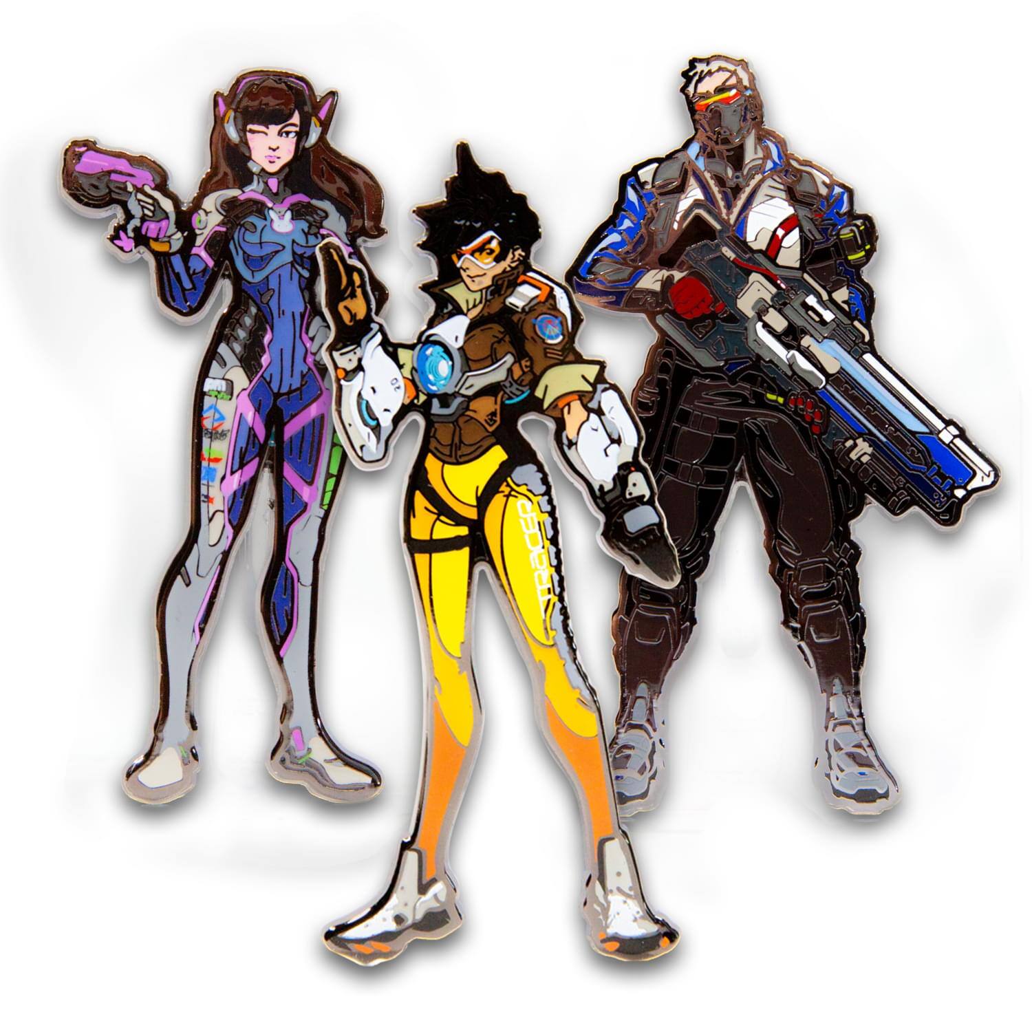 Alt View 1. Overwatch - Overwatch Official Hero Pin Set | D. Va, Tracer, & Soldier 76 Pins | Set of 3 - Assorted.