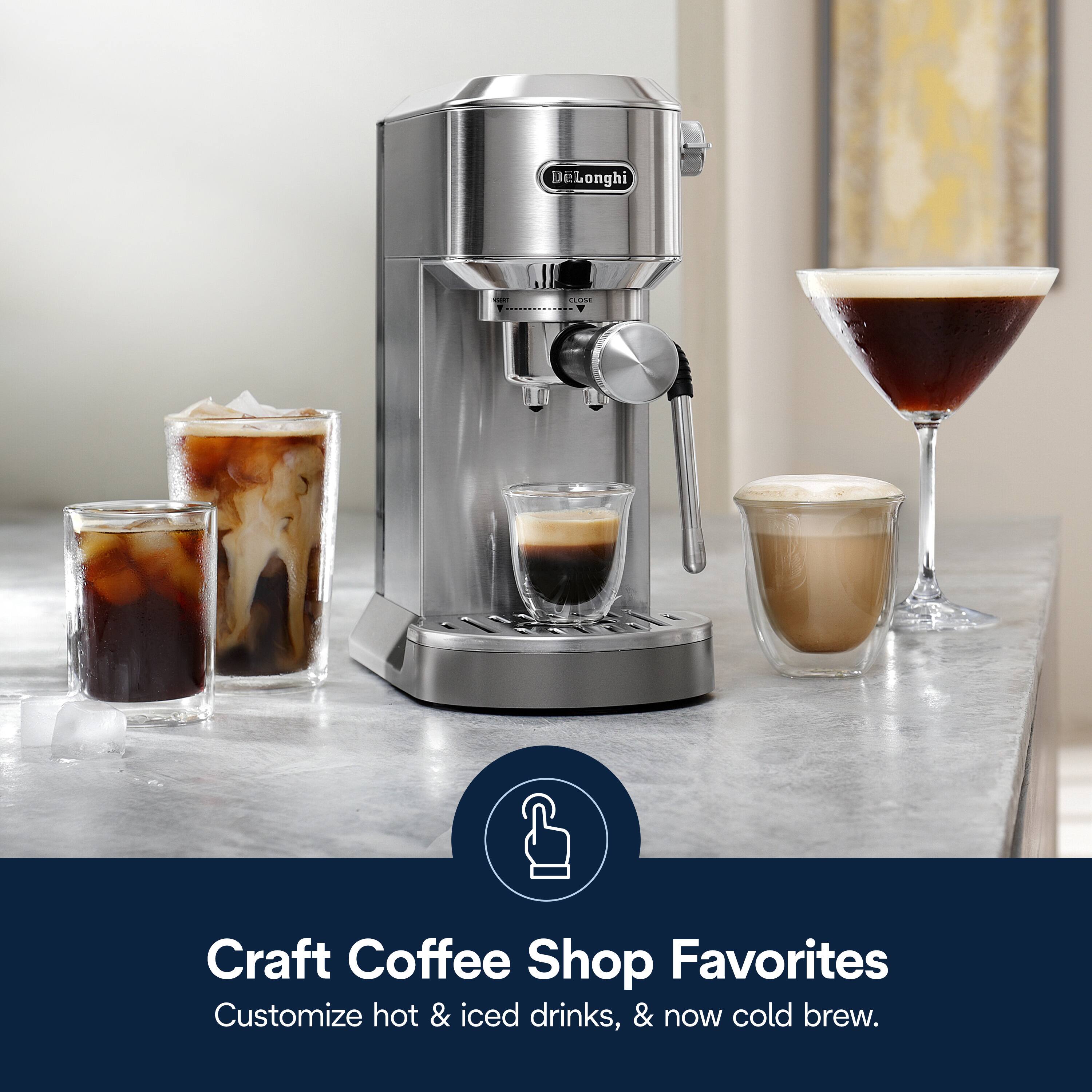 DeLonghi Craft Coffee Shop Favorites: Customize hot & iced drinks, & now cold brew.
