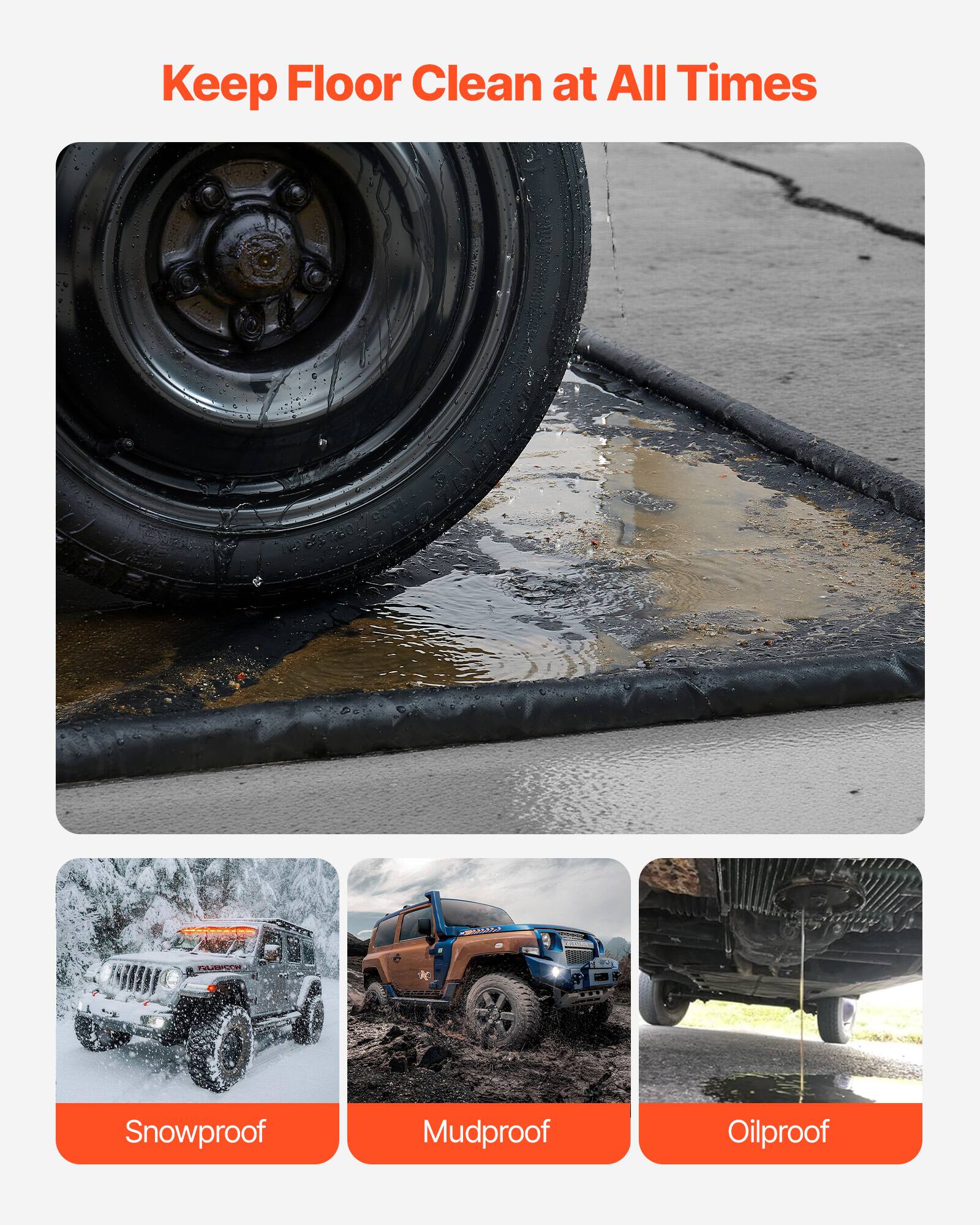Keep Floor Clean at All Times

Snowproof  
Mudproof  
Oilproof