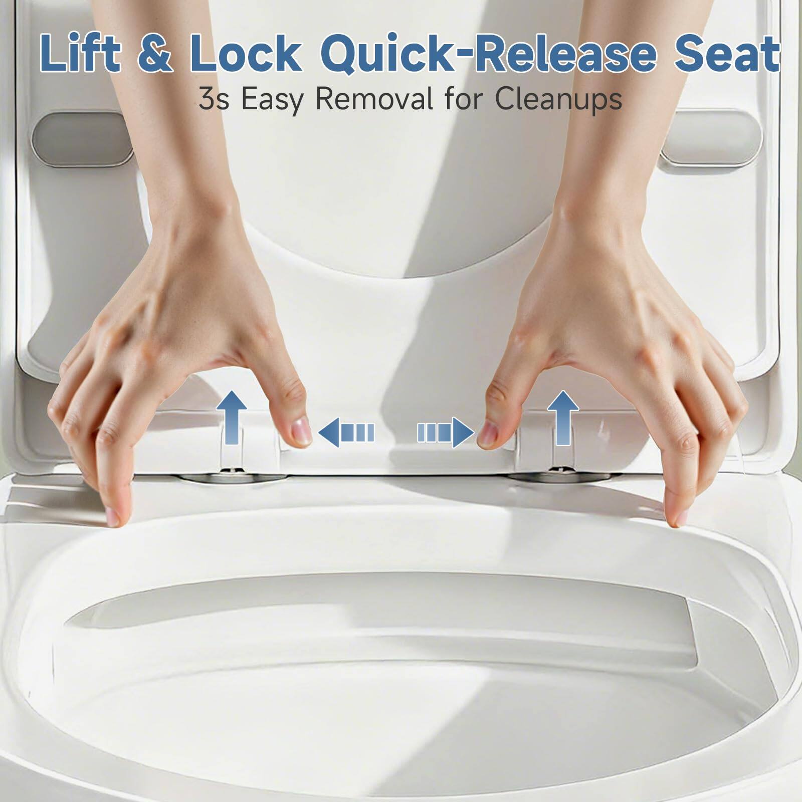 Lift & Lock Quick-Release Seat  
3s Easy Removal for Cleanups