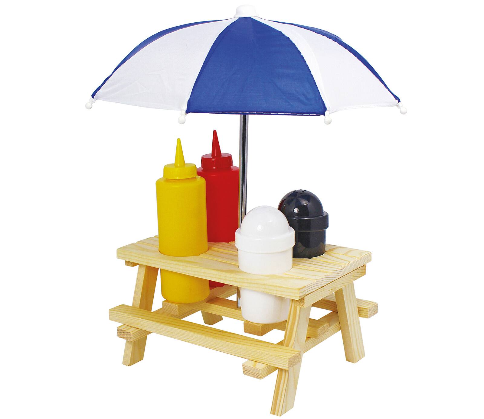 Front. Kuchenprofi - Picnic Condiment Set for Ketchup, Mustard, Salt & Pepper, 6 Piece Set - Multicolored.