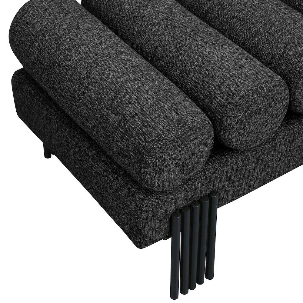 Alt View 4. Meridian Furniture - Akeela Black Linen Textured Fabric Bench - Black.