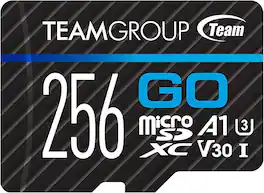 Team Group - TEAMGROUP GO 256GB Micro SD Card for GoPro & Action Cameras MicroSDXC UHS-I U3 High Speed Flash Memory Card 4K