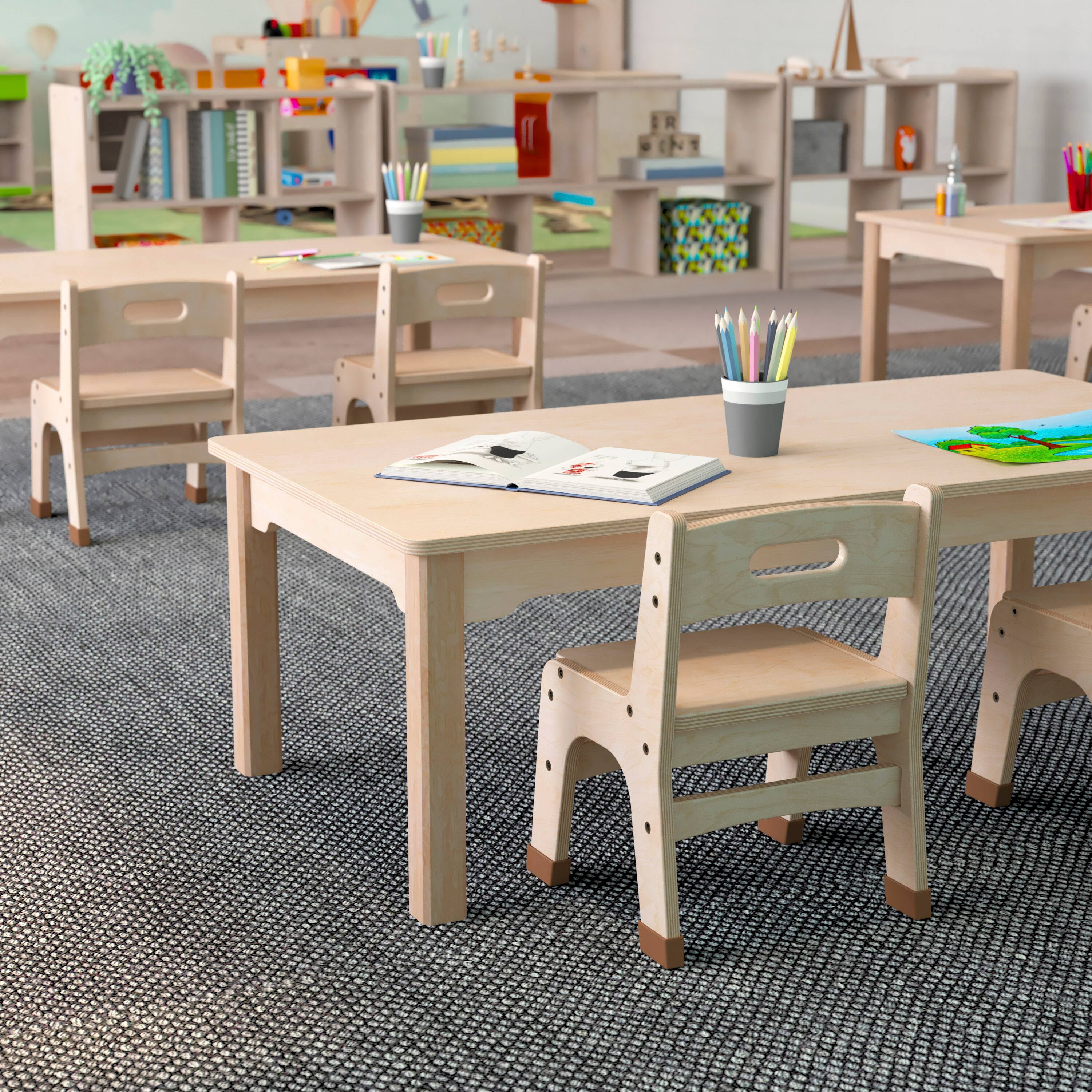 Alt View 3. Flash Furniture - Bright Beginnings Commercial Grade Wooden Rectangular Preschool Classroom Activity Table, (23.5"W x 47.25"D x 14.5"H), B - Natural.