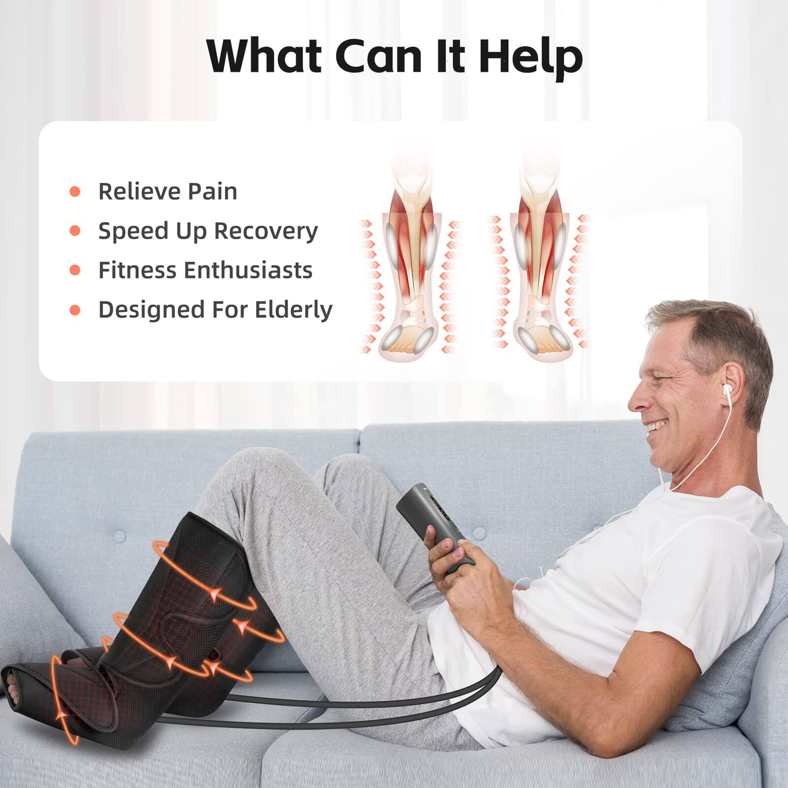 What Can It Help

- Relieve Pain
- Speed Up Recovery
- Fitness Enthusiasts
- Designed For Elderly