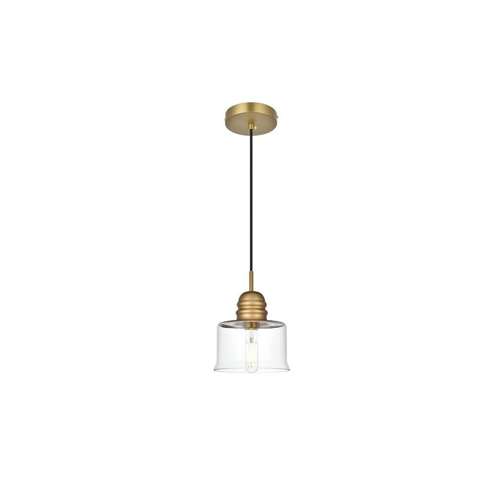 Alt View 1. Living District - Kenna 6.5 Inch Pendant Clear Shade in Satin Gold - Satin Gold And Clear.