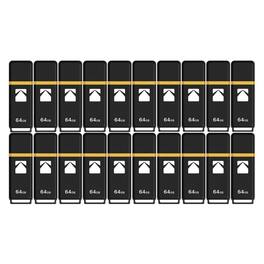 Kodak - USB 3.2 K100 64GB Flash Drive (20-pack) - Black