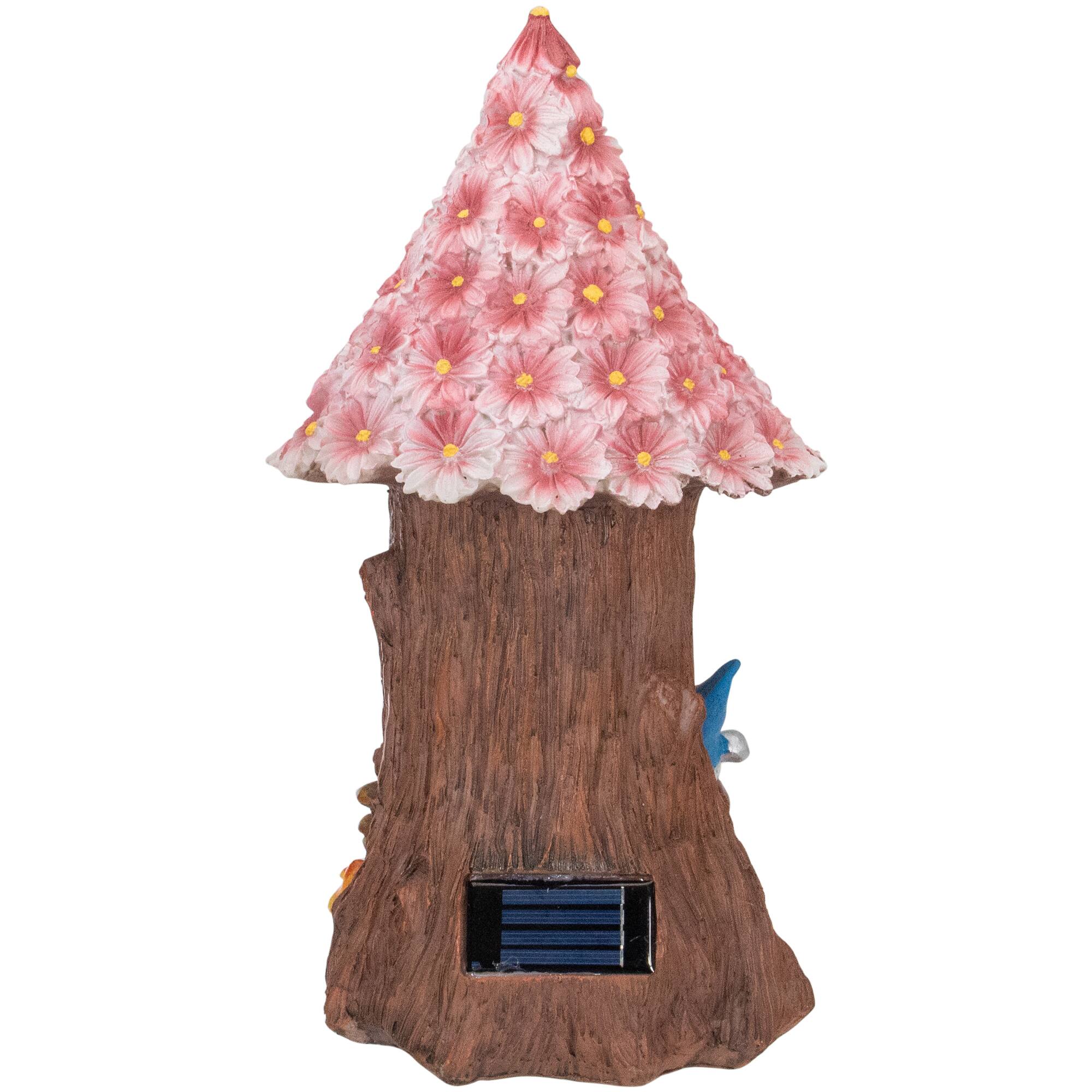 Alt View 4. Northlight - 14" Solar Lighted Bless Our Home Gnome Tree House Outdoor Garden Statue - Brown.