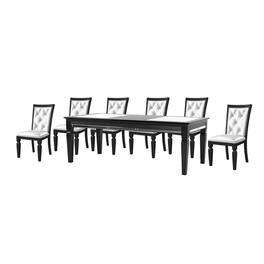 Manhattan Lane - Hou 9pc Dining Table n Chair Set, Black Silver Faux Crocodile Leather - Black/Silver