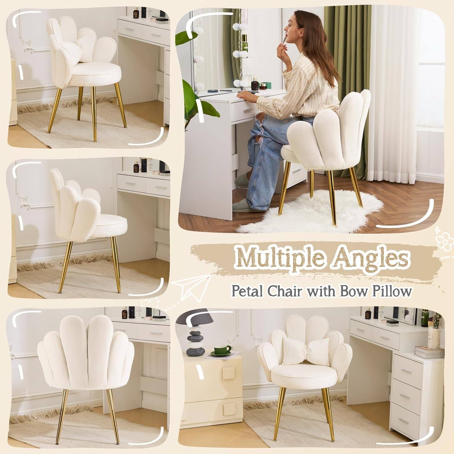 Multiple Angles  
Petal Chair with Bow Pillow