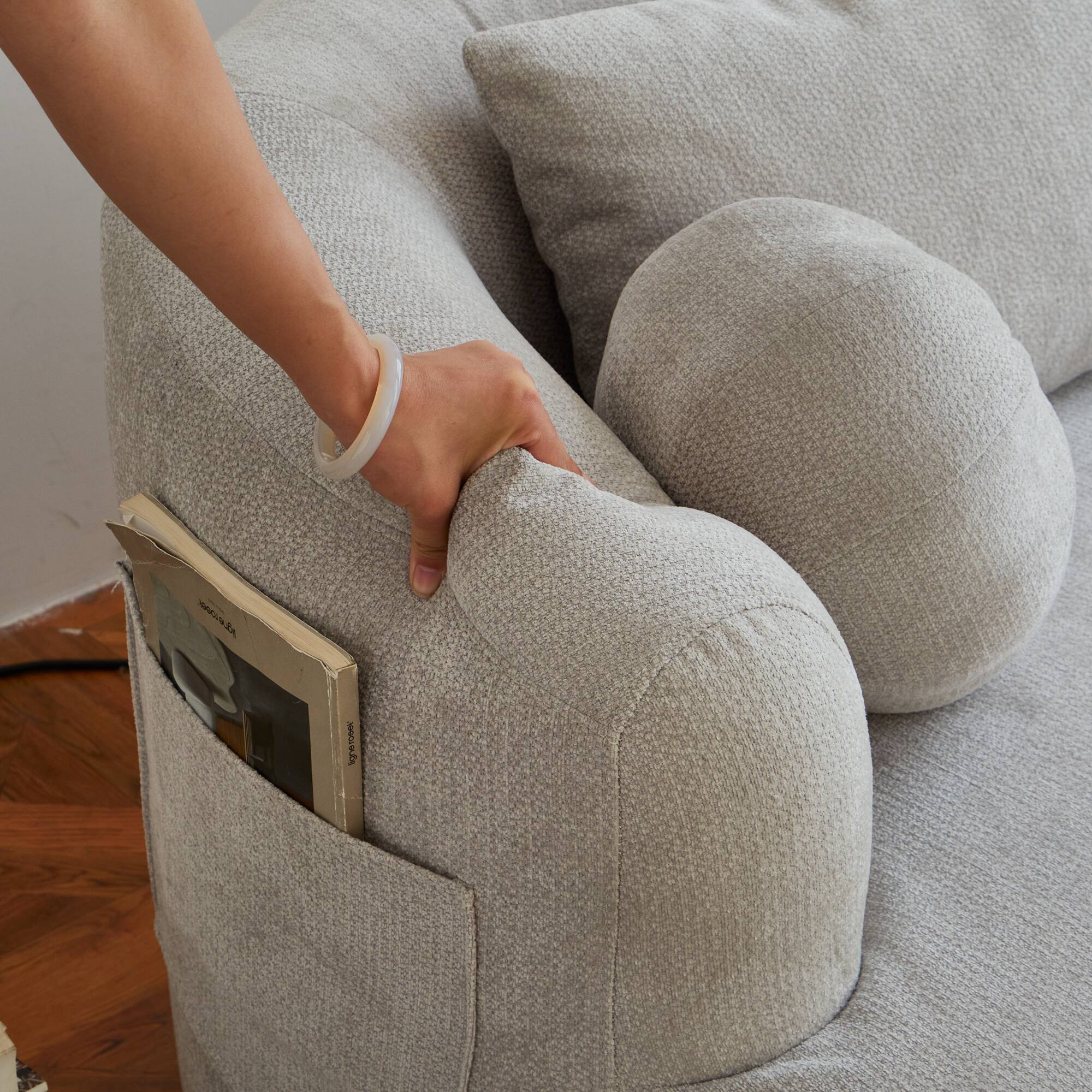 Alt View 7. GOODSILO - Modern Memory Foam Two-Seater Sofa with Deep Seat and Premium Chenille Fabric, No Assembly Required - Gray.